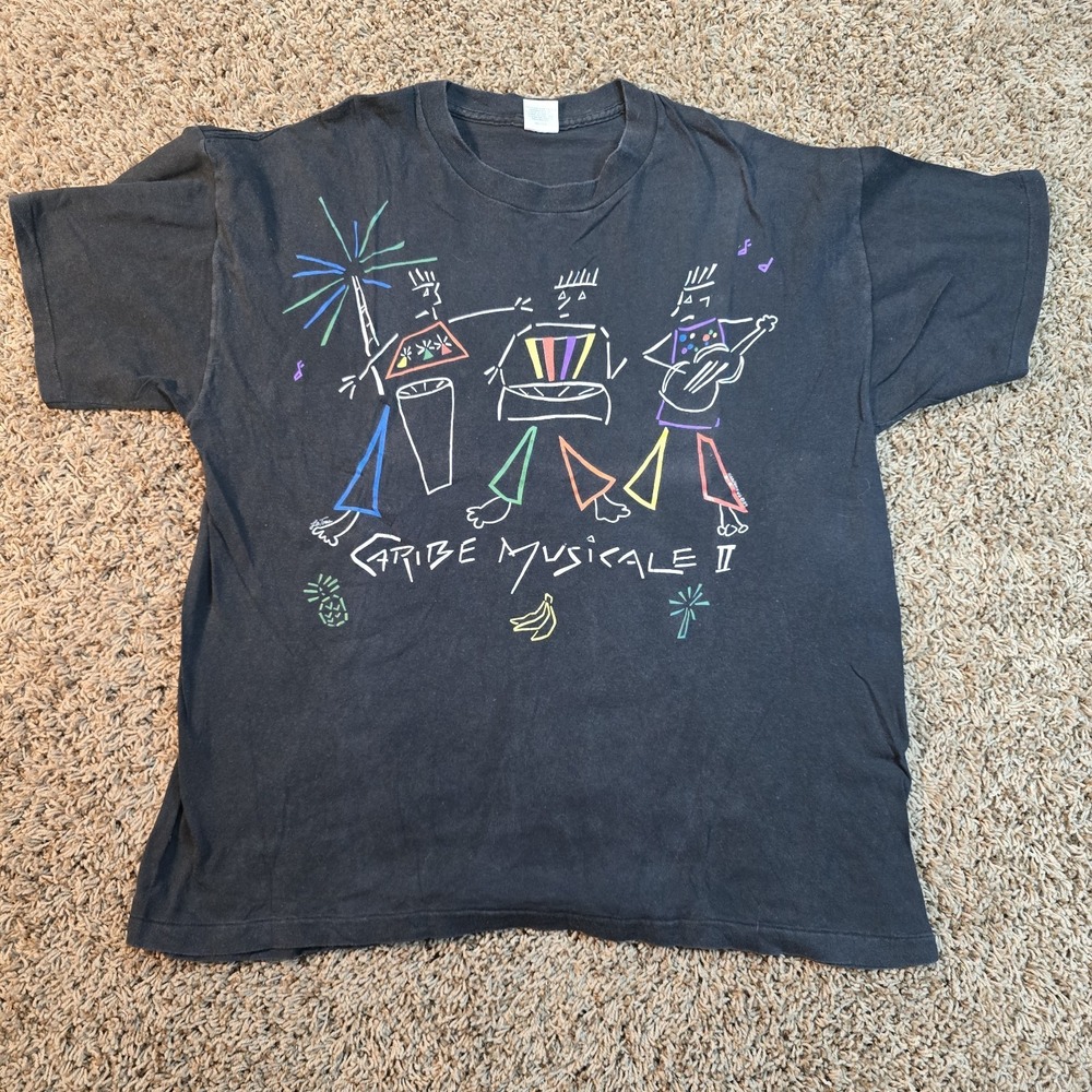 Vintage 80s USA Jimmy Buffets Caribbean soul promotional graphic t-shirt Size XL